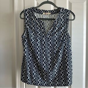 Aryeh Navy and White Zigzag Pattern Blouse